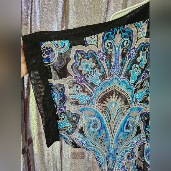 INC International Concepts Sheer Shirt Shell, Blue Black Paisley, Size XL - Picture 5 of 11